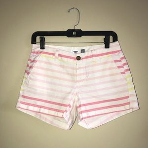 Striped shorts.